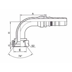 Hydr.koncovka DKJ 4SH Interlock DN25 / 1 5/16" 90°